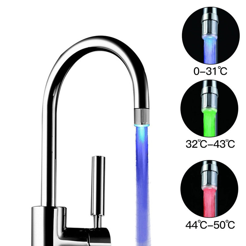 Zhang Ji LED Temperature Sensitive 3-Color Light-up Faucet Kitchen Bathroom Glow Water Saving Faucet Aerator Tap Nozzle Shower 0 DailyAlertDeals temperature sensor  