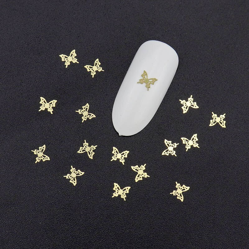 100Pcs/Lot Gold Metal Nail Decals Ultra-thin Flakes Nail Bling Rhinestone Cute 3D Nail Art Decorations Charm Nail Art Rivets 0 DailyAlertDeals 502  