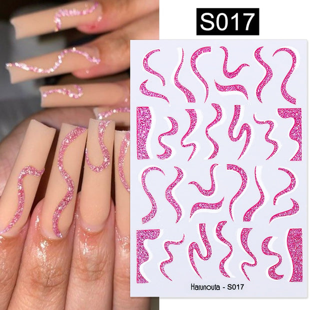 Purple Heart Love Design 3D Nail Sticker English Letter Stickers Face Pattern Trasnfer Sliders Valentine Nail Art Decoration 0 DailyAlertDeals S017  