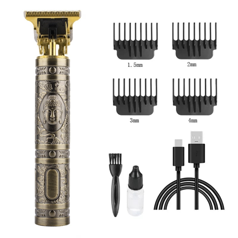 Hair Clipper Electric Clippers New Electric Men Retro T9 Style Buddha Head Carving Oil Head Scissors 18650 Battery Trimmer 0 DailyAlertDeals Plastic 1.0 Buddha  