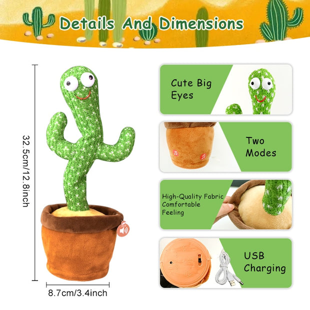 Lovely Talking Wiggle Dancing Cactus Doll Repeat English Songs Plush Cactus Toys for Babies Christmas Toy Gift Lovely Talking Toy Dancing Cactus Doll DailyAlertDeals   