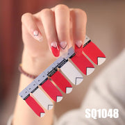 1sheet Korean Nail Polish Strips DIY Waterproof Nail Wraps Mixed Patterns Full Nail Patch Adhesive for Women Nail Art Stickers nail decal sticker DailyAlertDeals SQ1048  
