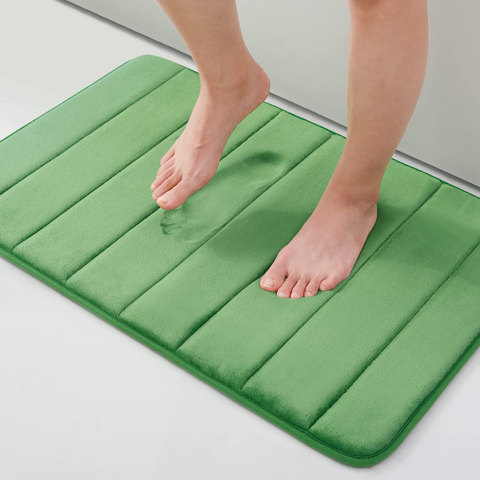 Memory Foam Bath Mat Anti-Slip Shower Carpet Soft Foot Pad Decoration Floor Protector Absorbent Quick Dry Bathroom Rug Mats & Rugs DailyAlertDeals 43x61cm(17x24inch) China green