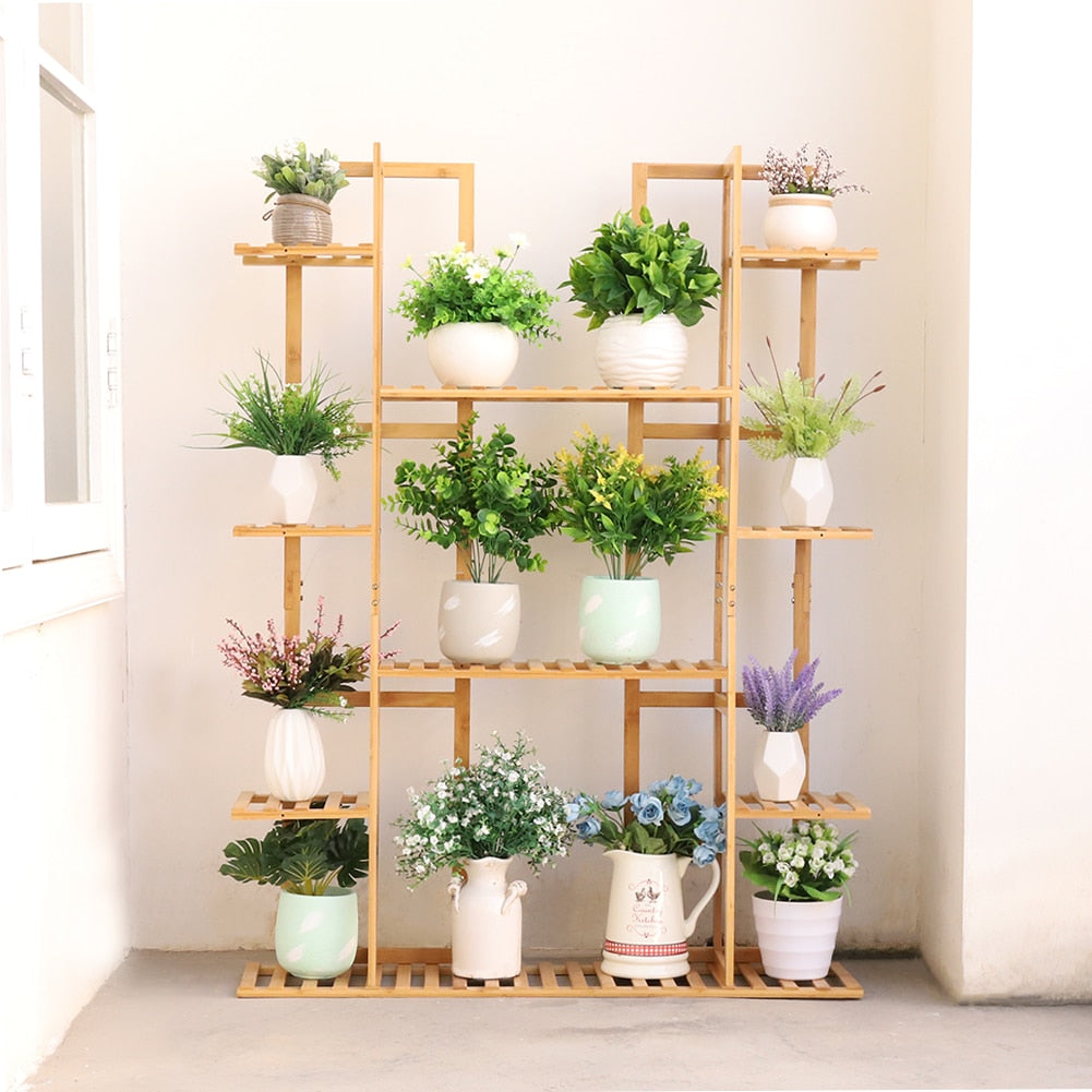 Extra Large Bamboo Plant Stand for Indoor Plants 9 Tier Organizer Living Room Home Decoration 6 Tier Wooden Plant Stand Carbonized DailyAlertDeals   