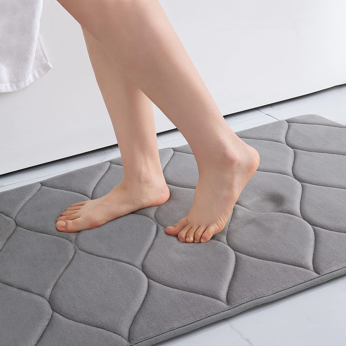 Memory Foam Bath Mat Anti-Slip Shower Carpet Soft Foot Pad Decoration Floor Protector Absorbent Quick Dry Bathroom Rug Mats & Rugs DailyAlertDeals 43x61cm(17x24inch) China gray 1
