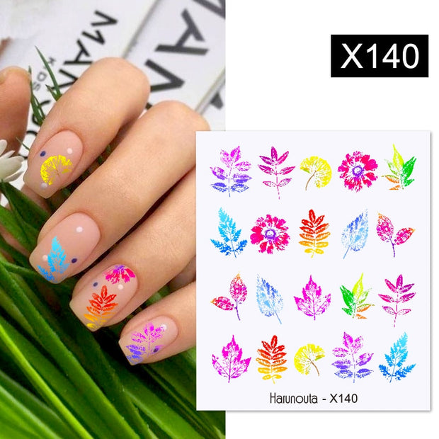 Harunouta  1Pc Spring Water Nail Decal And Sticker Flower Leaf Tree Green Simple Summer Slider For Manicuring Nail Art Watermark 0 DailyAlertDeals X140  