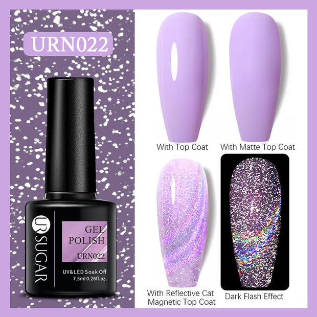 UR SUGAR Holographic Gel Reflective Cat Magnetic Nail Gel Polish Soak Off Laser Gel Glitter Varnish Manicure Nail Art Design Magnetic Nail Gel Polish DailyAlertDeals URN022  