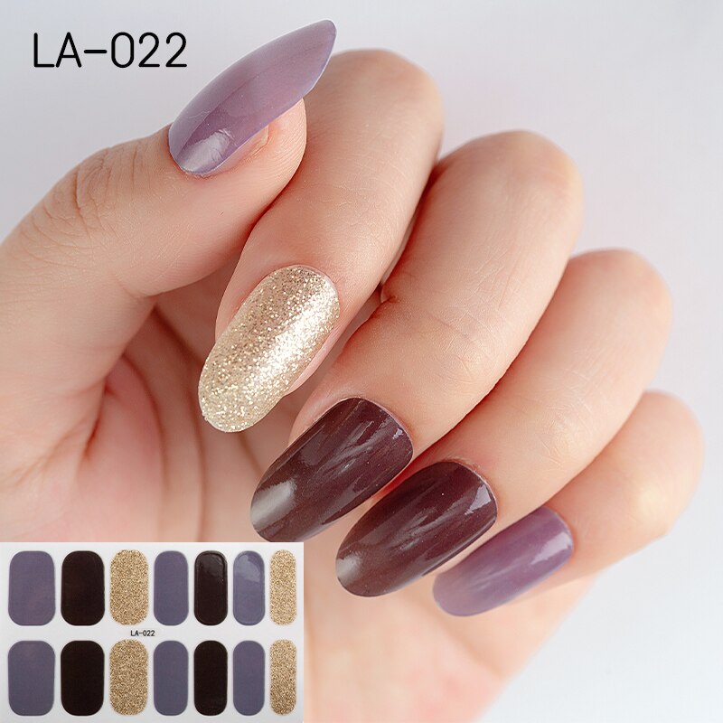 22tips Korea Toe Nail Sticker Wraps Adhesive Decals Toenail Polish Strips DIY Pedicure Foot Decals Manicure Women nail art DailyAlertDeals LA-022(14Tips)  