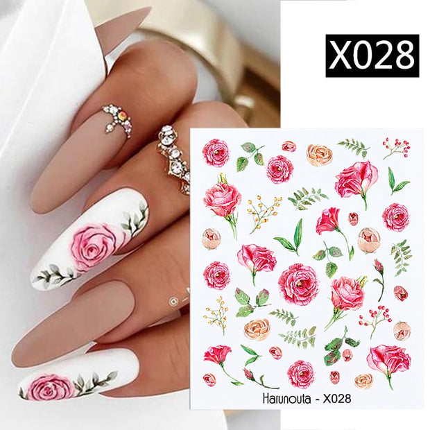 1Pc Spring Water Nail Decal And Sticker Flower Leaf Tree Green Simple Summer DIY Slider For Manicuring Nail Art Watermark 0 DailyAlertDeals X028  