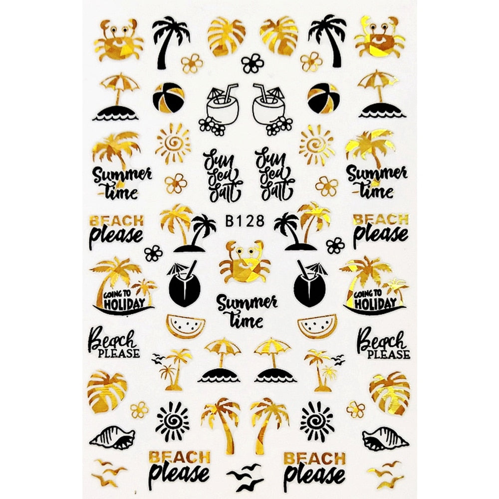 1pc Holographic 3D Butterfly Nail Art Stickers Adhesive Sliders Colorful DIY Golden Nail Transfer Decals Foils Wraps Decorations nail art DailyAlertDeals A-6  
