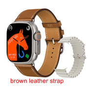 2023 New Smart Watch Body Temperature Ultra Series 8 NFC Smartwatch Wireless Charging Bluetooth Call Men Women Watch for Apple Smart watch DailyAlertDeals silver brown leather  