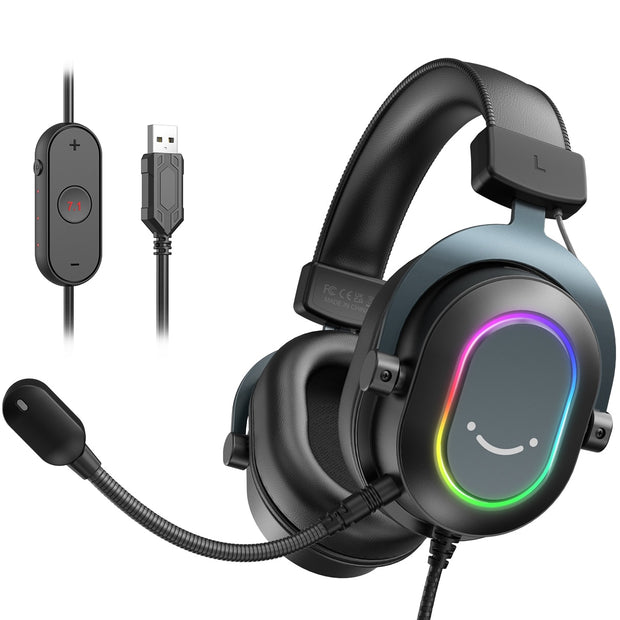 Dynamic RGB Gaming Headset with Mic Over-Ear Headphones 7.1 Surround Sound PC PS4 PS5 3 EQ Options Game Movie Music headphones DailyAlertDeals Black USA 