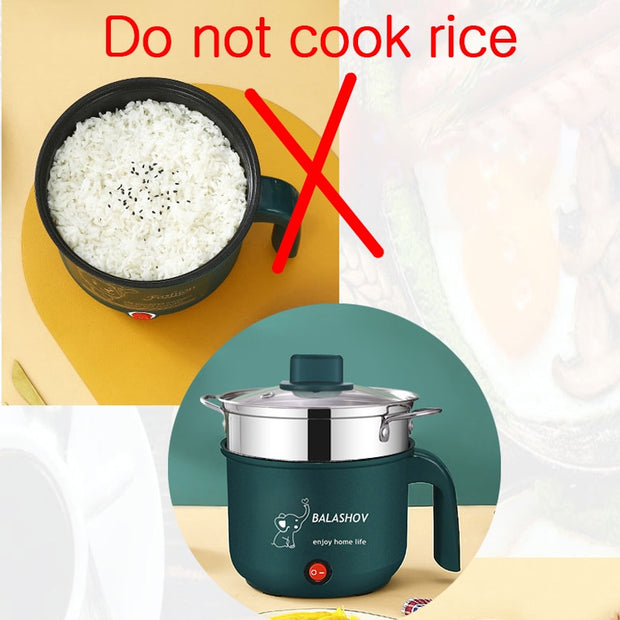 Electric Cooker Pot Mini Non-stick Cooking Machine Single/Double Layer Hot Pot Multifunction Electric Heater Pot for Home Mini Non-stick Cooking Machine DailyAlertDeals   