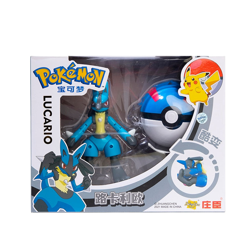 Pokemon Ball Figures  Pokeball Genuine Original Box or Without Box Deformation Toy Pikachu Charizard Pocket Monster Model Gift Pokemon Action Figures DailyAlertDeals Lucario BOX 