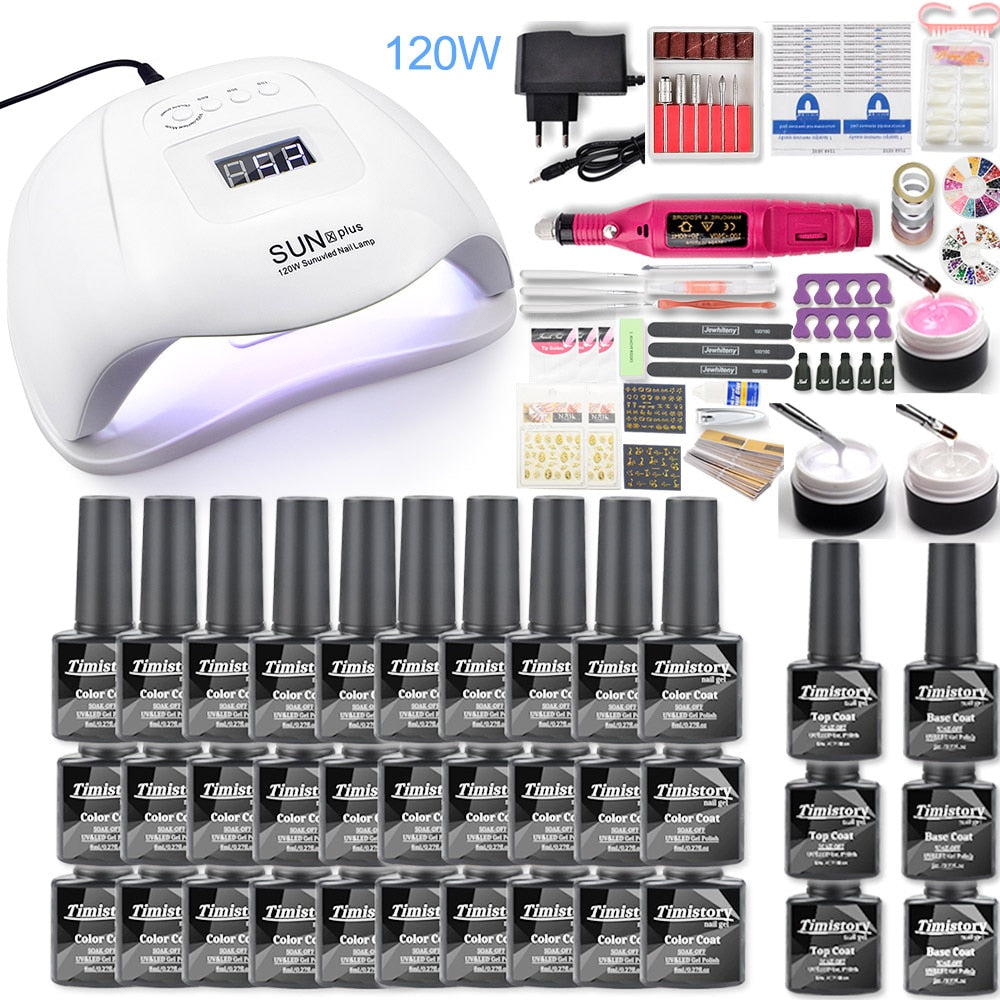 Gel Nail Polish Set 20000-35000RPM Nail Drill Machine Kit With UV LED Lamp Manicure Tools Kit Nail Art Set UV Builder Nail Gel Electric Manicure Drill & Accessory DailyAlertDeals 15000RPM 120W 30pcs China 