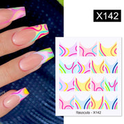 Harunouta French Line Pattern 3D Nail Art Stickers Fluorescence Color Flower Marble Leaf Decals On Nails  Ink Transfer Slider 0 DailyAlertDeals X142  