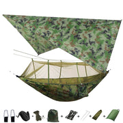 Lightweight Portable Camping Hammock and Tent Awning Rain Fly Tarp Waterproof Mosquito Net Hammock Canopy 210T Nylon Hammocks Camping Hammock and Tent DailyAlertDeals camouflage  