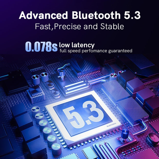 H2 Wireless Headphone Bluetooth 5.3 Earphone BASS HIFI Stereo Headset 78ms Low Latency for Music Gaming 60-Hour Playtime headphones DailyAlertDeals   