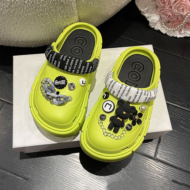 Mo Dou Fashion Charms Clog Shoes Outdoor Women Slippers Thick Sole High Quality Summer Sandals For Girls 0 DailyAlertDeals Green08 36-37(foot 230mm) 