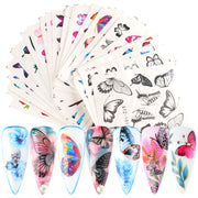 18-50Pcs/Set Mixed Design New Nail Art Sticker Set Black Lace Gold Silver Glitter Flower Water Decal Slider Wraps Decor Manicure Nail Sticker DailyAlertDeals STZ982-1017(30pcs)  