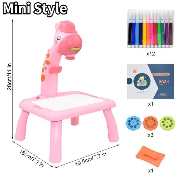 Children Led Projector Art Drawing Table Toys Kids Painting Board Desk Arts Crafts Educational Learning Paint Tools Toy for Girl Kids Led Projector Drawing Table DailyAlertDeals China Mini Pink With Box 