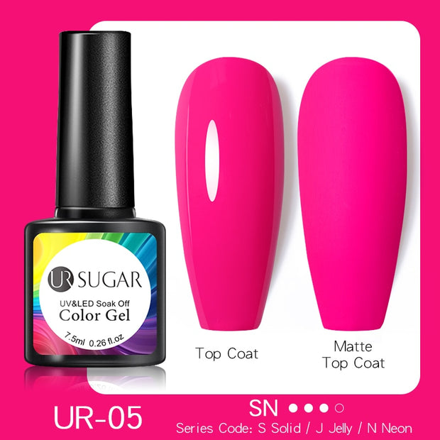 UR SUGAR 7.5ml Dark Purple Gel Nail Polish Soak Off UV LED Semi Permanent Gel Varnishes Manicure Nails Art Matte Top Coat Needed nail polish DailyAlertDeals neon 05  