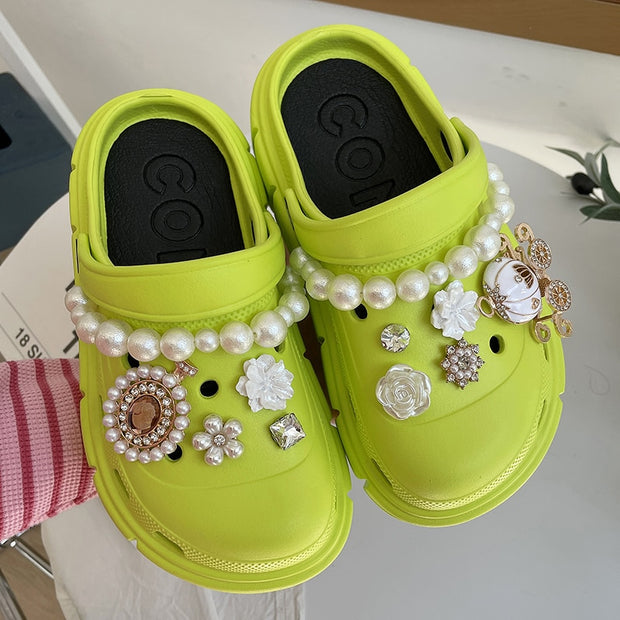 Mo Dou Fashion Charms Clog Shoes Outdoor Women Slippers Thick Sole High Quality Summer Sandals For Girls 0 DailyAlertDeals Green02 36-37(foot 230mm) 