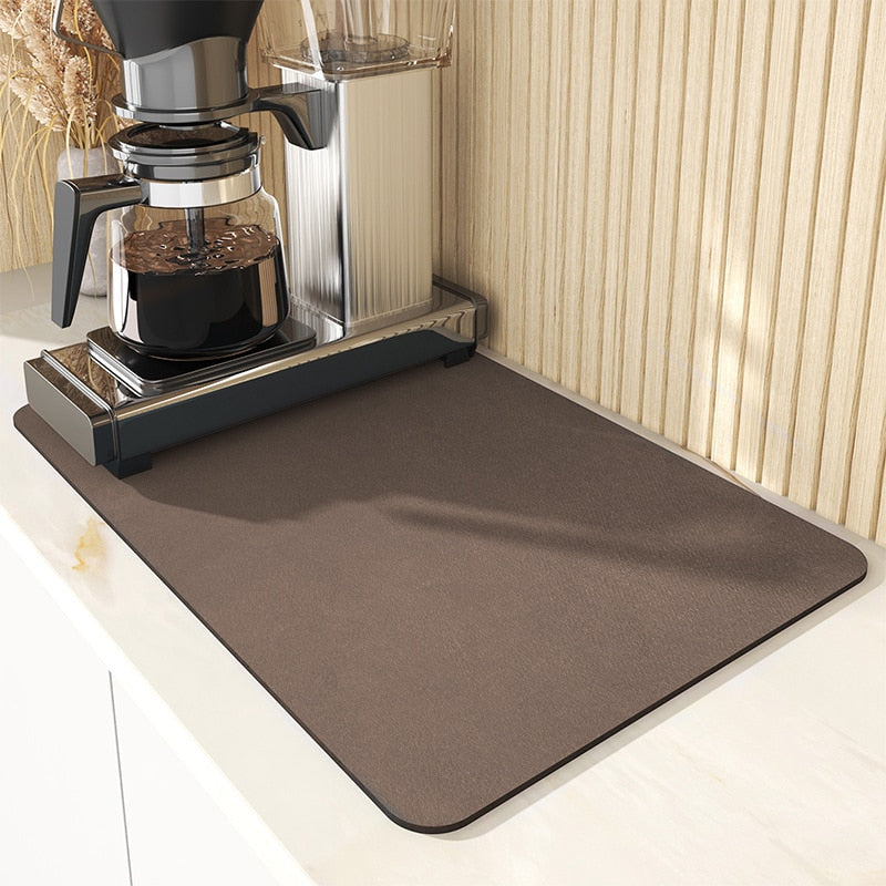 Kitchen Rubber Pad Dish Drying Mat Super Absorbent Drainer Mats Tableware Bottle Rugs Kitchen Dinnerware Placement Rubber pads DailyAlertDeals Coffee drying mat W20 x L30CM 