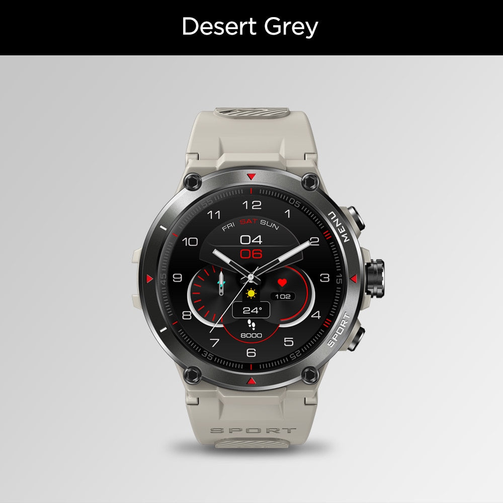 Zeblaze Stratos 2 GPS Smart Watch AMOLED Display 24h Health Monitor 5 ATM Long Battery Life Smartwatch for Men smart watch DailyAlertDeals Desert Grey  