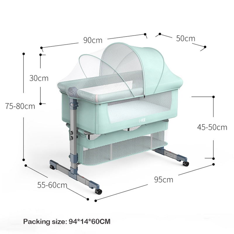 Movable Crib Foldable Portable Crib for Toddler Baby Cradle Baby Bassinet Bedside Sleeper for Baby Movable toddler crib DailyAlertDeals   