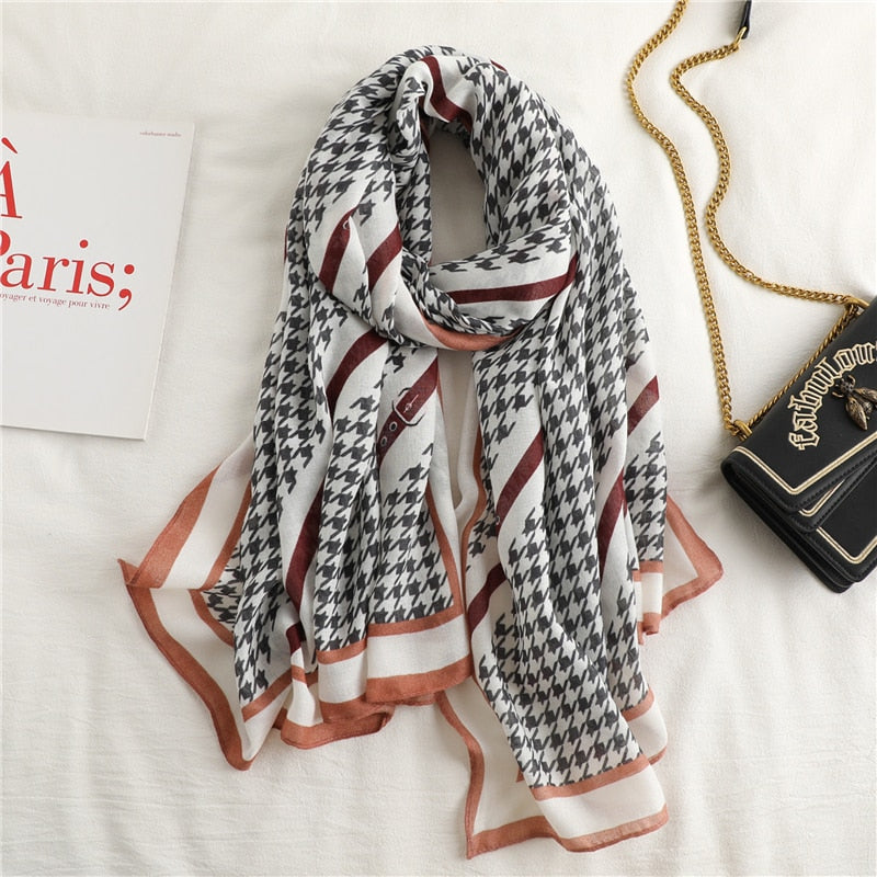 2022 New Design Brand Women Scarf Fashion Print Cotton Spring Winter Warm Scarves Hijabs Lady Pashmina Foulard Bandana Plaid 0 DailyAlertDeals YM200-2 180x90cm 