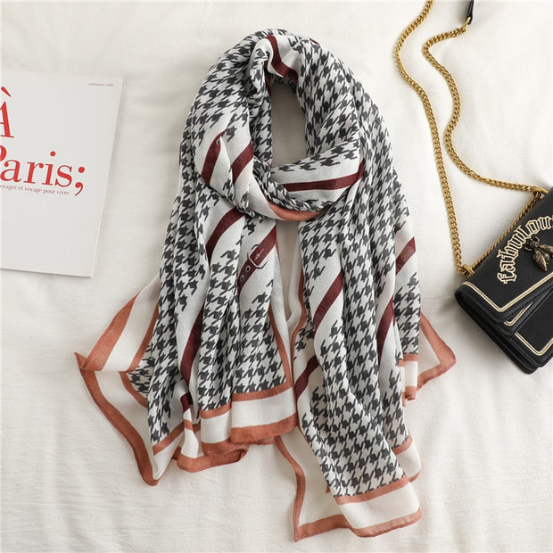 2022 New Design Brand Women Scarf Fashion Print Cotton Spring Winter Warm Scarves Hijabs Lady Pashmina Foulard Bandana Plaid 0 DailyAlertDeals YM200-2 180x90cm 
