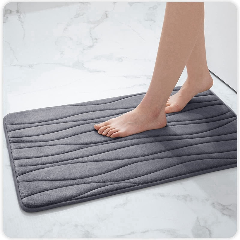 Memory Foam Bath Mat Anti-Slip Shower Carpet Soft Foot Pad Decoration Floor Protector Absorbent Quick Dry Bathroom Rug Mats & Rugs DailyAlertDeals 43x61cm(17x24inch) China dark gray 2