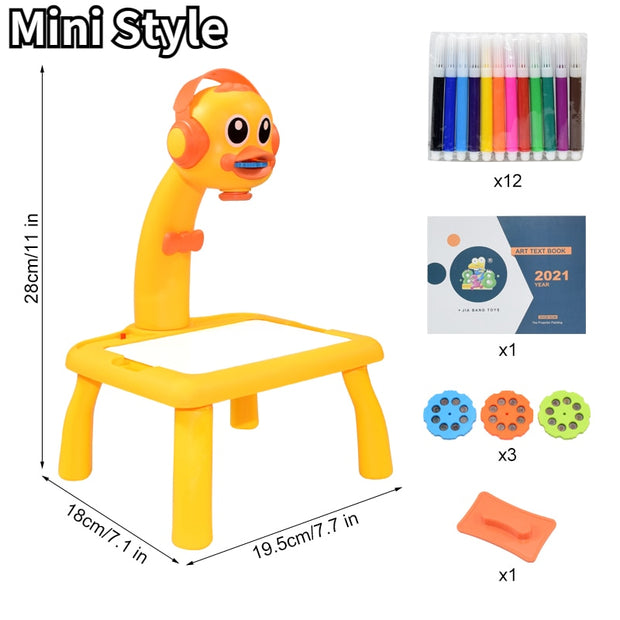 Children Led Projector Art Drawing Table Toys Kids Painting Board Desk Arts Crafts Educational Learning Paint Tools Toy for Girl Kids Led Projector Drawing Table DailyAlertDeals China Mini Duck With Box 