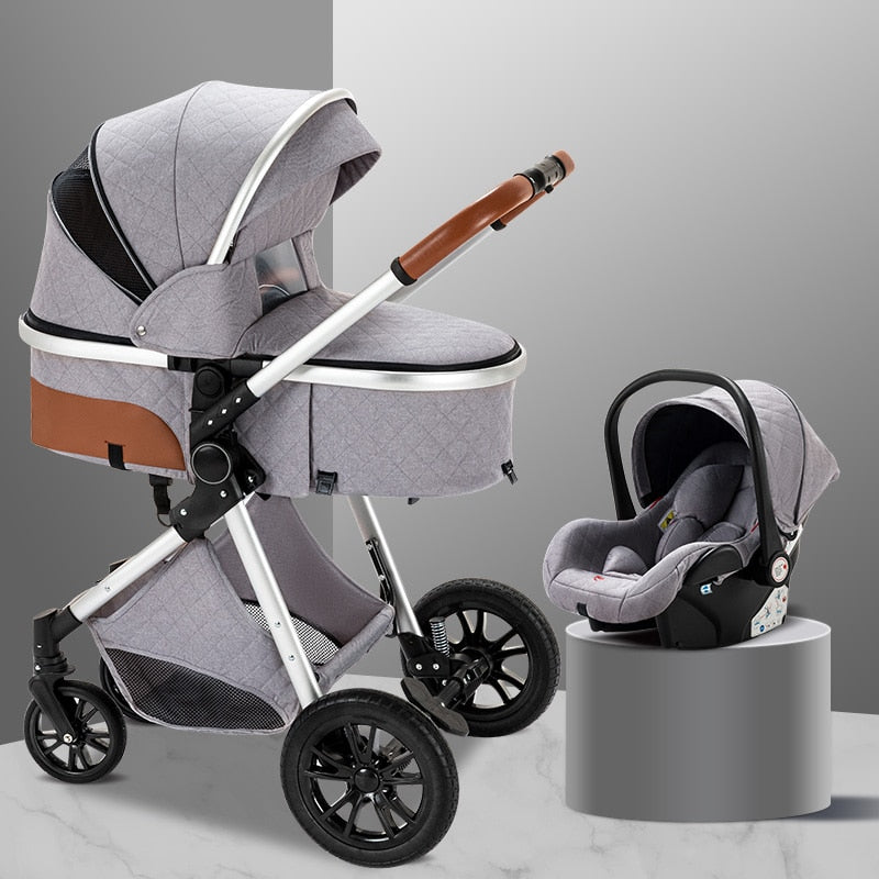 3 in 1 Luxury Baby Stroller With Car Seat Pram Kids Carriage Pushchair for Children Royal Luxury 3 in 1 Baby Stroller DailyAlertDeals Poland 3in1 light grey 