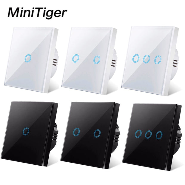 MiniTiger EU Touch Switch LED Crystal Glass Panel Wall Lamp Light Switch 1/2/3 Gang AC100-240V LED Sensor Switches Interruttore LED Touch Switch DailyAlertDeals   