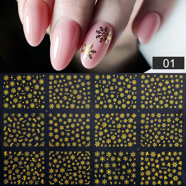 12 Designs Nail Stickers Set Mixed Floral Geometric Nail Art Water Transfer Decals Sliders Flower Leaves Manicures Decoration 0 DailyAlertDeals 3D-01  