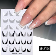 Harunouta French Line Pattern 3D Nail Art Stickers Fluorescence Color Flower Marble Leaf Decals On Nails  Ink Transfer Slider 0 DailyAlertDeals   