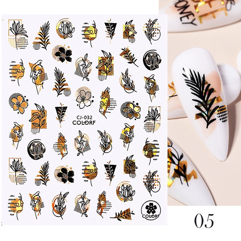 Harunouta Gold Leaf 3D Nail Stickers Spring Nail Design Adhesive Decals Trends Leaves Flowers Sliders for Nail Art Decoration 0 DailyAlertDeals B05  