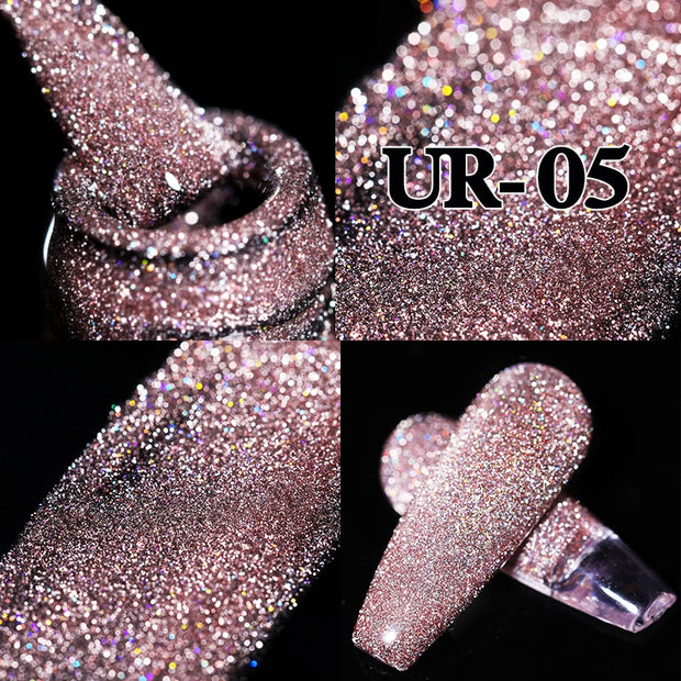UR SUGAR Sparkling Gel Nail Polish Reflective Glitter Nail Gel Semi Permanent Nail Art Varnish For Manicures Need Base Top Coat 0 DailyAlertDeals Reflective Cat UR-05  