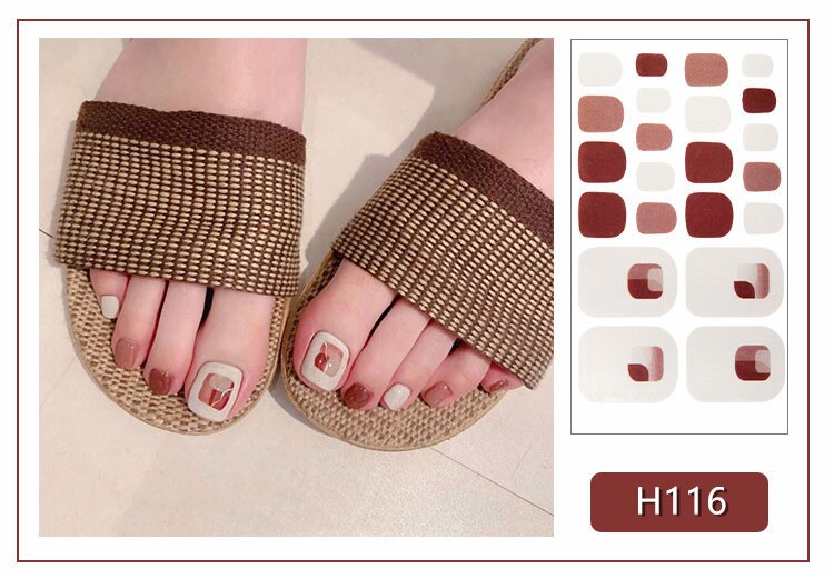 22tips Korea Toe Nail Sticker Wraps Adhesive Decals Toenail Polish Strips DIY Pedicure Foot Decals Manicure Women nail art DailyAlertDeals H116  