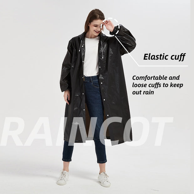 1PCS High Quality EVA Unisex Raincoat Thickened Waterproof Rain Coat Women Men Black Camping Waterproof Rainwear Suit Rain Suits DailyAlertDeals   