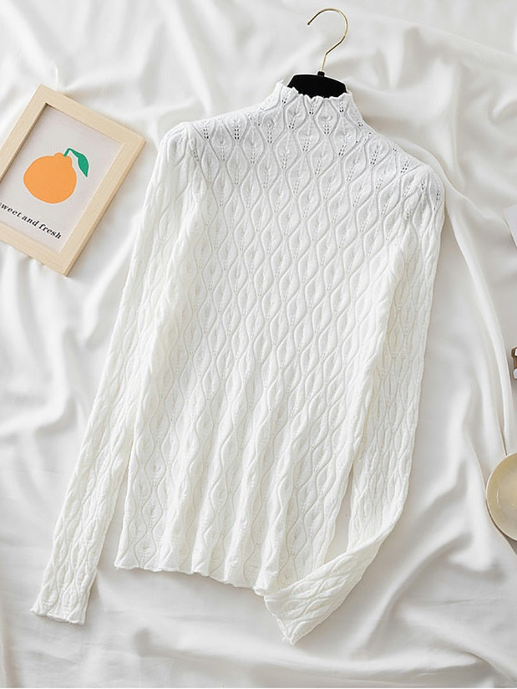 AOSSVIAO 2022 Cashmere Turtleneck Women Sweaters Autumn Winter Warm Pullover Slim Tops Knitted Sweater Jumper Soft Pull Female Turtleneck Women Sweaters DailyAlertDeals White One Size 