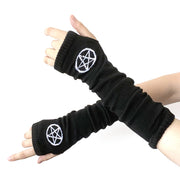 Black Punk long Fingerless Gloves Cuff Women Men Ninja Sport Outdoor Hip-hop GlovesElbow Mittens Cool Stretch winter Arm Warmer Gloves DailyAlertDeals 12 One Size 