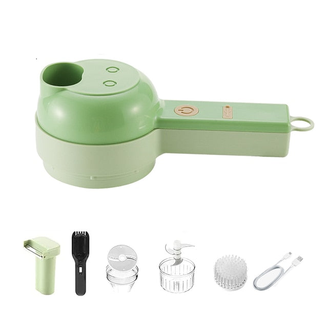 Multifunctional Handheld Electric Vegetable Slicer 4 In 1 Fruit Carrot Potato Chopper Cutting Machine USB Charging Potato Masher Wireless Kitchen Slicers DailyAlertDeals Electric cutter  