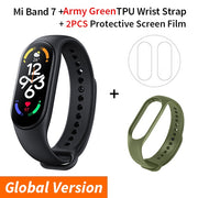 Xiaomi Mi Band 7 Smart Bracelet Fitness Tracker and Activity Monitor Smart Band 6 Color AMOLED Screen Bluetooth Waterproof Fitness Tracker and Activity Monitor Accessories DailyAlertDeals Add ArmyGreen Strap USA 