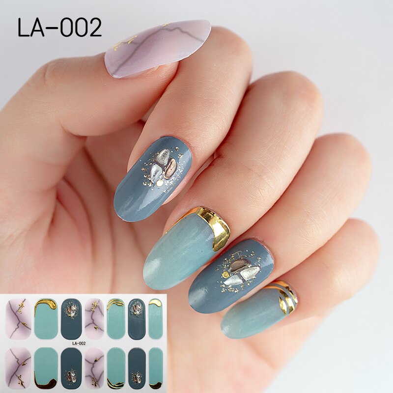 22tips Korea Toe Nail Sticker Wraps Adhesive Decals Toenail Polish Strips DIY Pedicure Foot Decals Manicure Women nail art DailyAlertDeals LA-002(14Tips)  