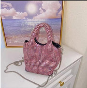 Popular AW Wang Rhinestone Handbag 2022 new trendy diamonds bag crossbodybbag shining party clutch luxury brand design 0 DailyAlertDeals Basket Pink 17cm 10cm 7cm 