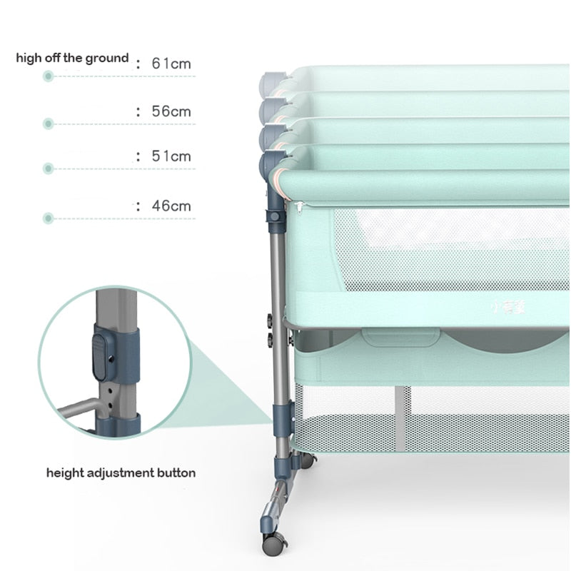 Movable Crib Foldable Portable Crib for Toddler Baby Cradle Baby Bassinet Bedside Sleeper for Baby Movable toddler crib DailyAlertDeals   