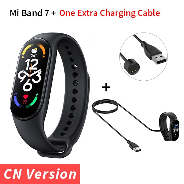 Xiaomi Mi Band 7 Smart Bracelet Fitness Tracker and Activity Monitor Smart Band 6 Color AMOLED Screen Bluetooth Waterproof Fitness Tracker and Activity Monitor Accessories DailyAlertDeals CN Add ChargingCable USA 